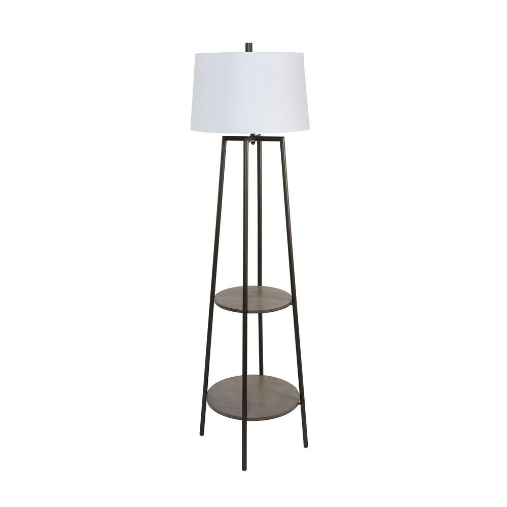 Silverwood Furniture Reimagined Tristan 63 In Gunmetal Gray Floor Lamp With Shelves throughout size 1000 X 1000