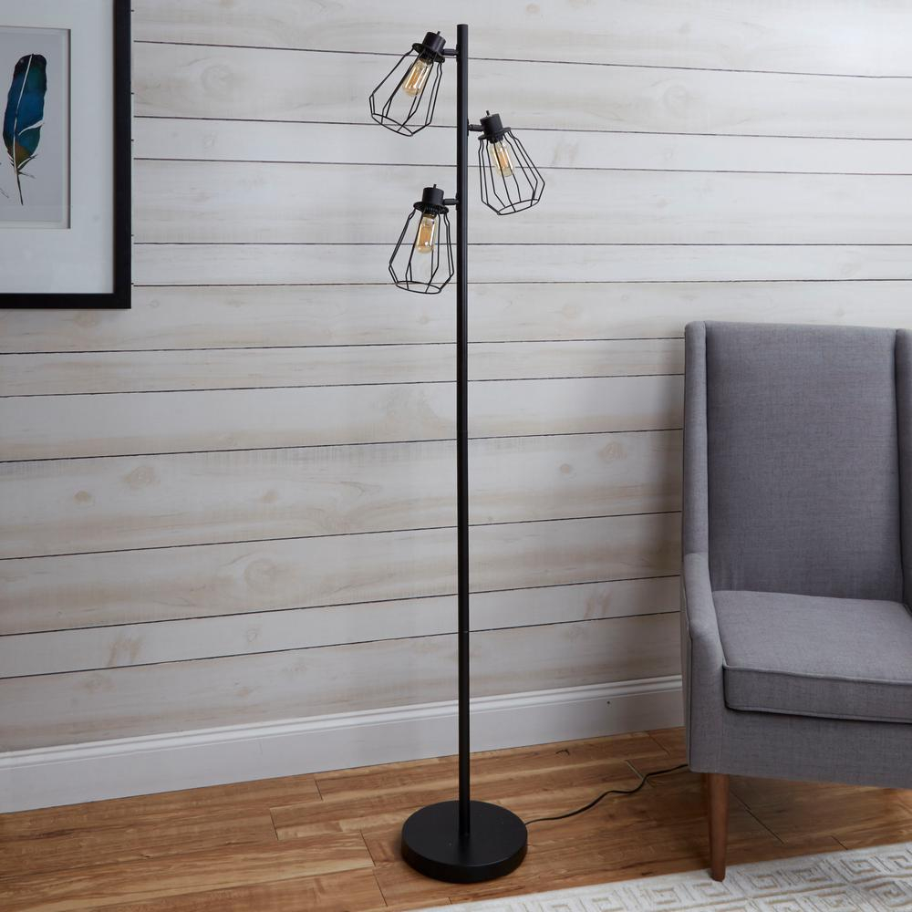Silverwood Furniture Reimagined York Industrial Tree 72 In Black Floor Lamp With Shade with proportions 1000 X 1000