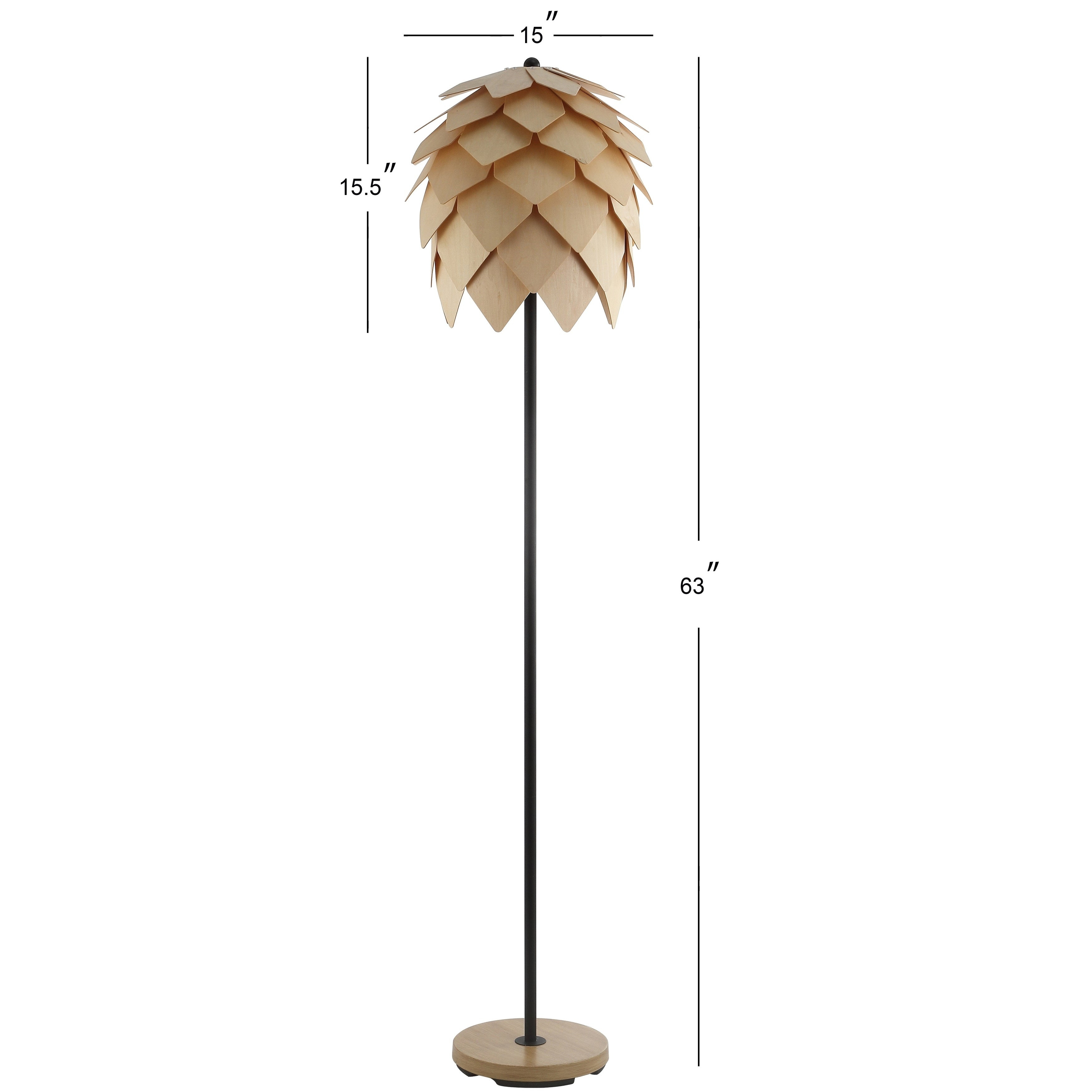 Simon 63 Pinecone Woodmetal Led Floor Lamp Naturalblack Jonathan Y throughout measurements 3500 X 3500