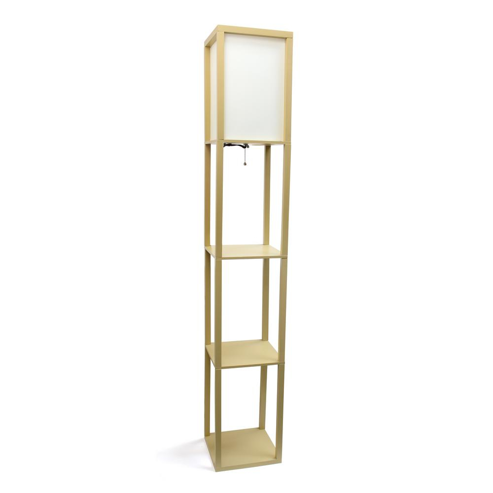 Simple Designs 6275 In Tan Floor Lamp Etagere Organizer Storage Shelf With Linen Shade in proportions 1000 X 1000