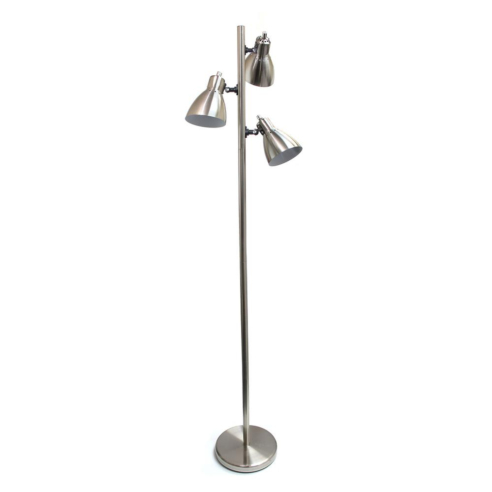 Simple Designs 6375 In Metal 3 Light Tree Brushed Nickel Floor Lamp throughout measurements 1000 X 1000