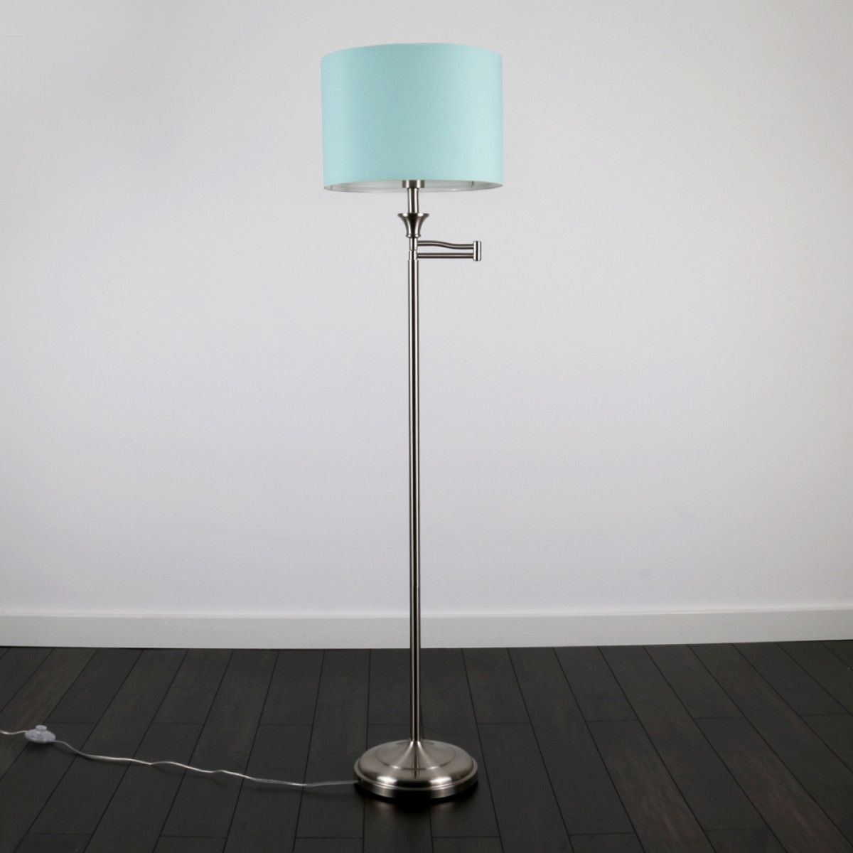 Sinatra Brushed Chrome Floor Lamp With Duck Egg Blue Drum pertaining to sizing 1200 X 1200