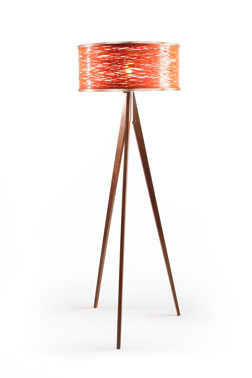 Sinuous Floor Lamp In Orange Walnut Trim Wooden Tripod in measurements 1000 X 1500