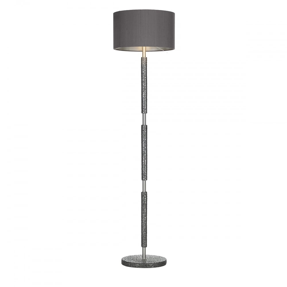 Sloane Decorative Hammered Pewter Floor Lamp With Silk Shade for measurements 1000 X 1000