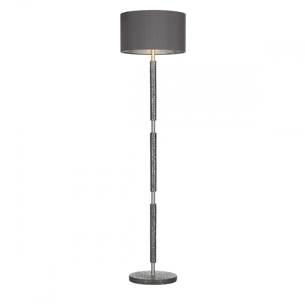 Sloane Decorative Hammered Pewter Floor Lamp With Silk Shade for sizing 1000 X 1000