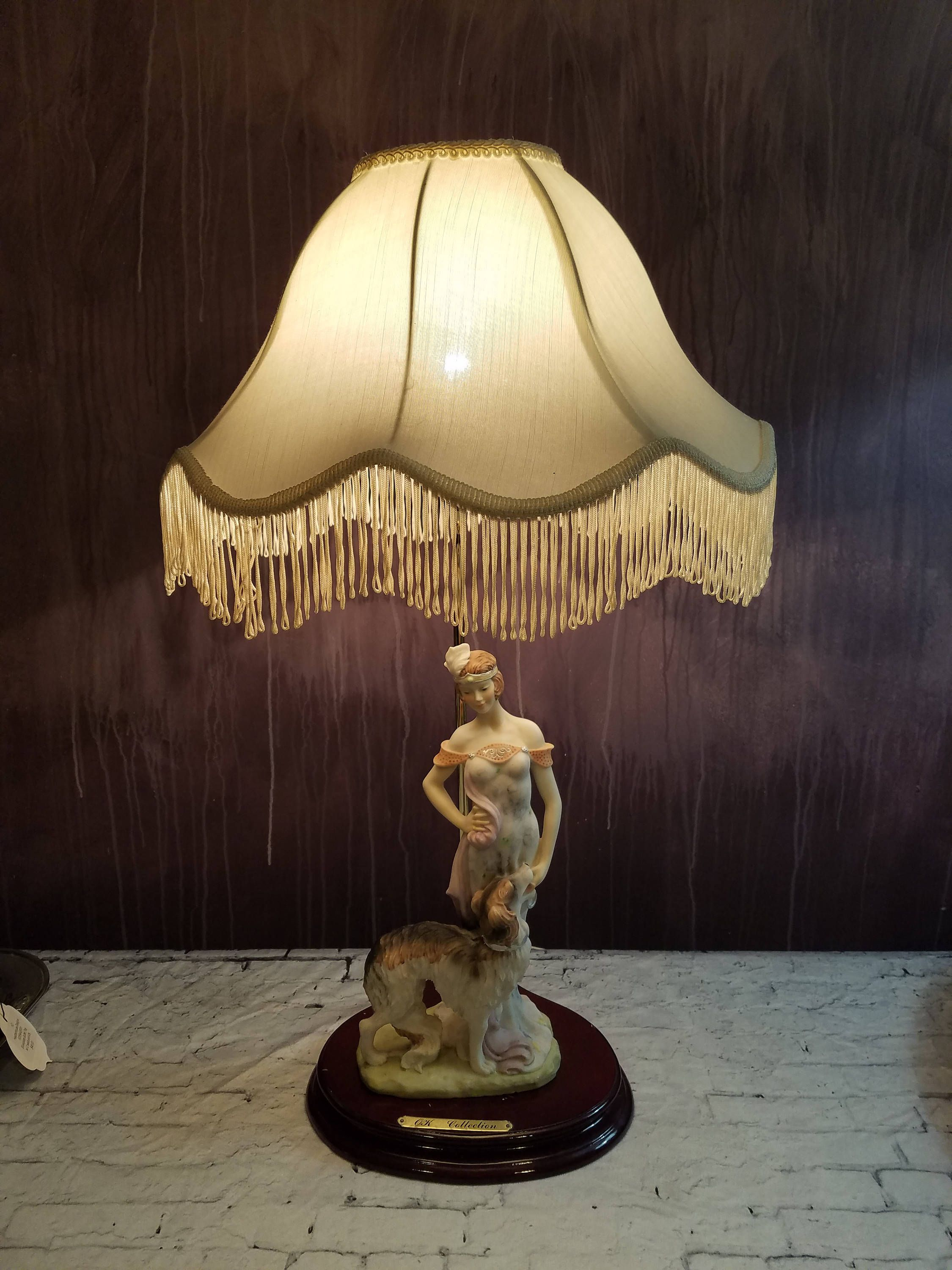 Sold Vintage Ok Collection Porcelain Lady And Dog Lamps for proportions 2250 X 3000