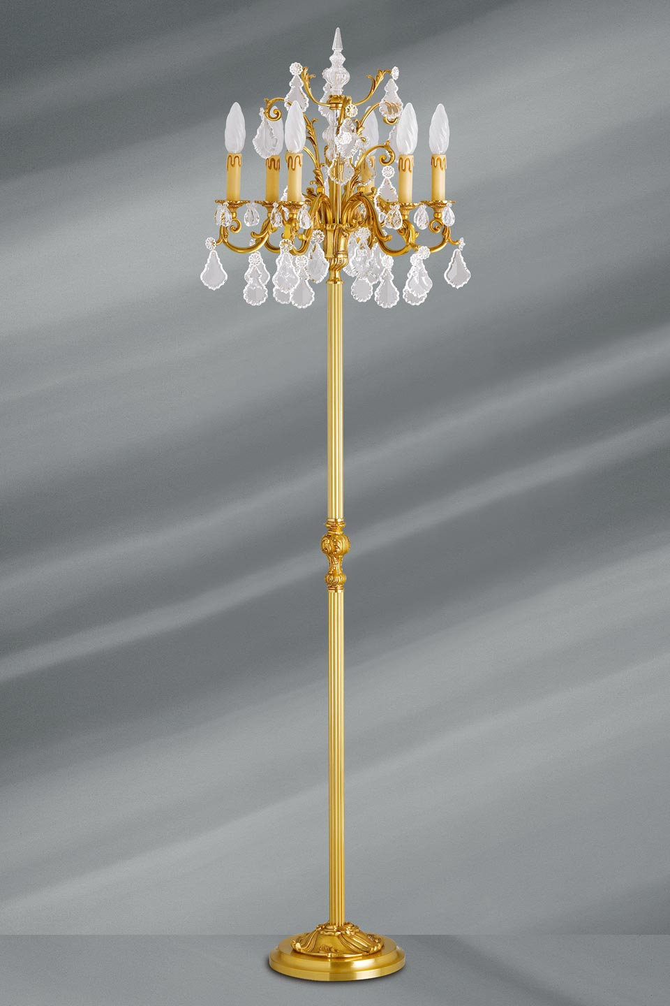 Solid Bronze Patina Old Gold Floor Lamp Cut Crystal Pendants 6 Lights inside sizing 960 X 1440