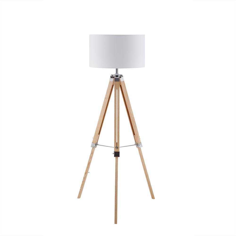 Southern Enterprises Frenta 57 In Natural Brown Wood Floor Lamp With Tripod Base with size 1000 X 1000