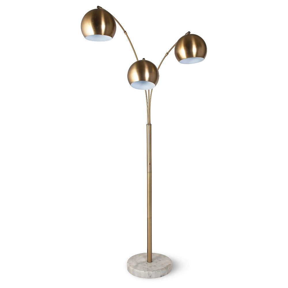 Span 3 Head Metal Globe Floor Lamp Brass Lamp Only for dimensions 1000 X 1000