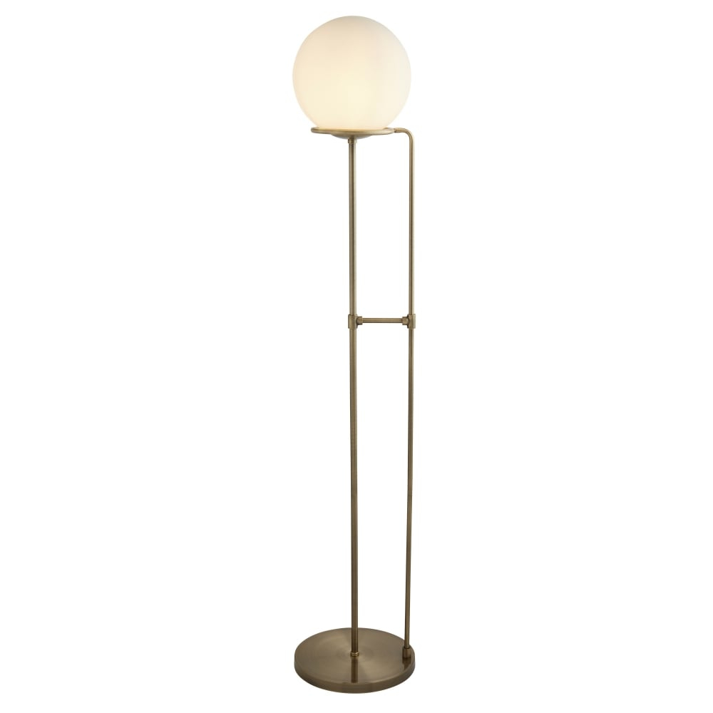 Sphere Elegant Floor Lamp In Antique Brass With Opal Glass Shade 8093ab throughout dimensions 1000 X 1000