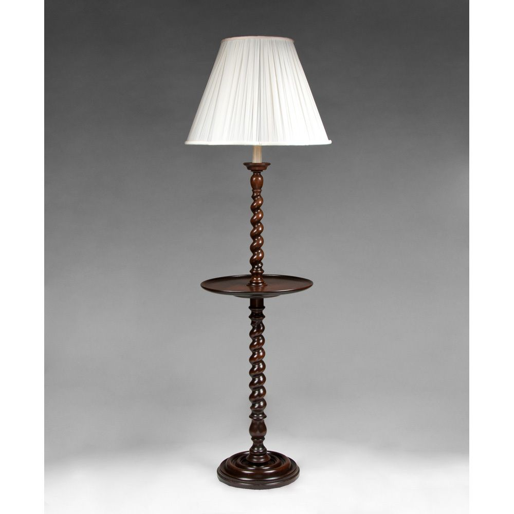 Spiral Turned Walnut Floor Lamp With Tray Table Ru Lane pertaining to dimensions 1000 X 1000