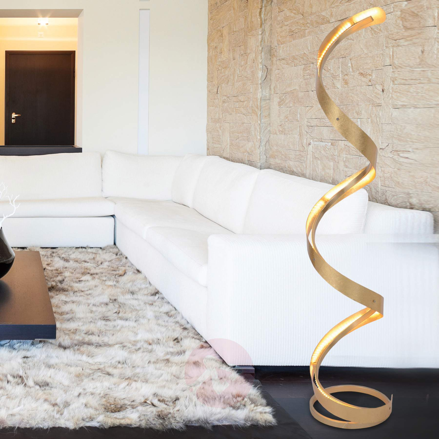 Spirale Dimmable Led Floor Lamp With Gold Finish inside proportions 1800 X 1800