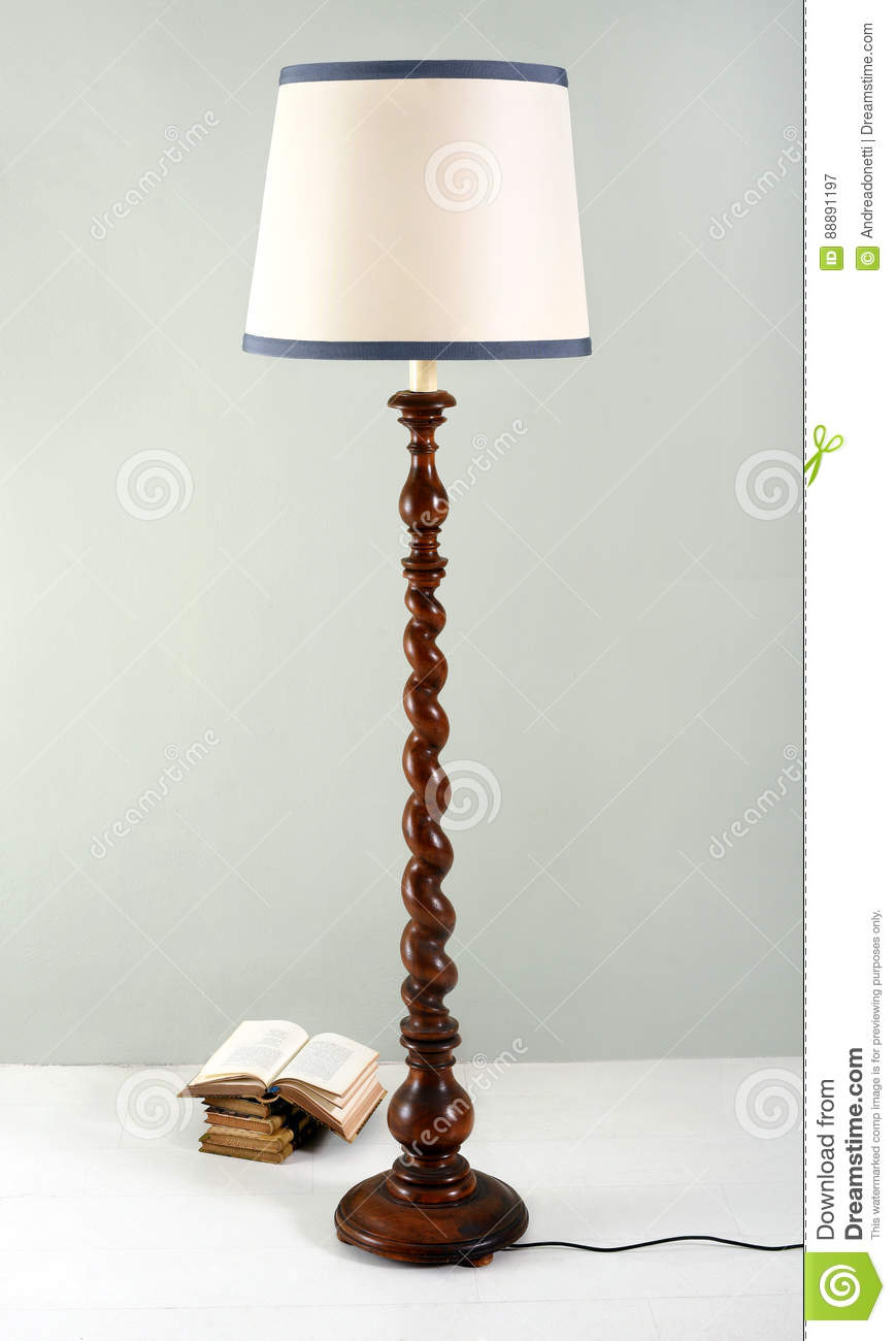 Standard Or Floor Lamp With Barley Twist Column Stock Image inside proportions 869 X 1300