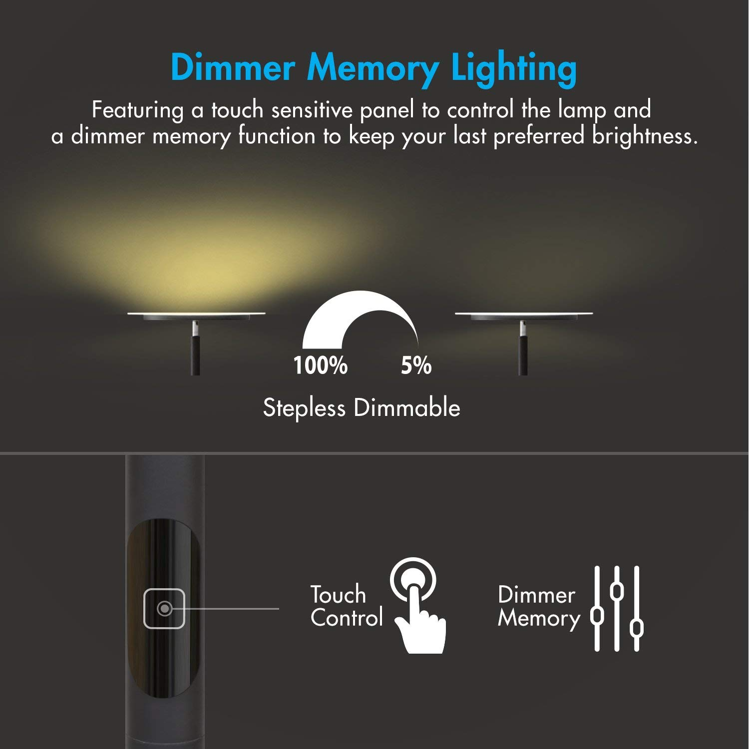 Standing Lamp With Stepless Touch Dimmer Tenergy Torchiere throughout measurements 1500 X 1500