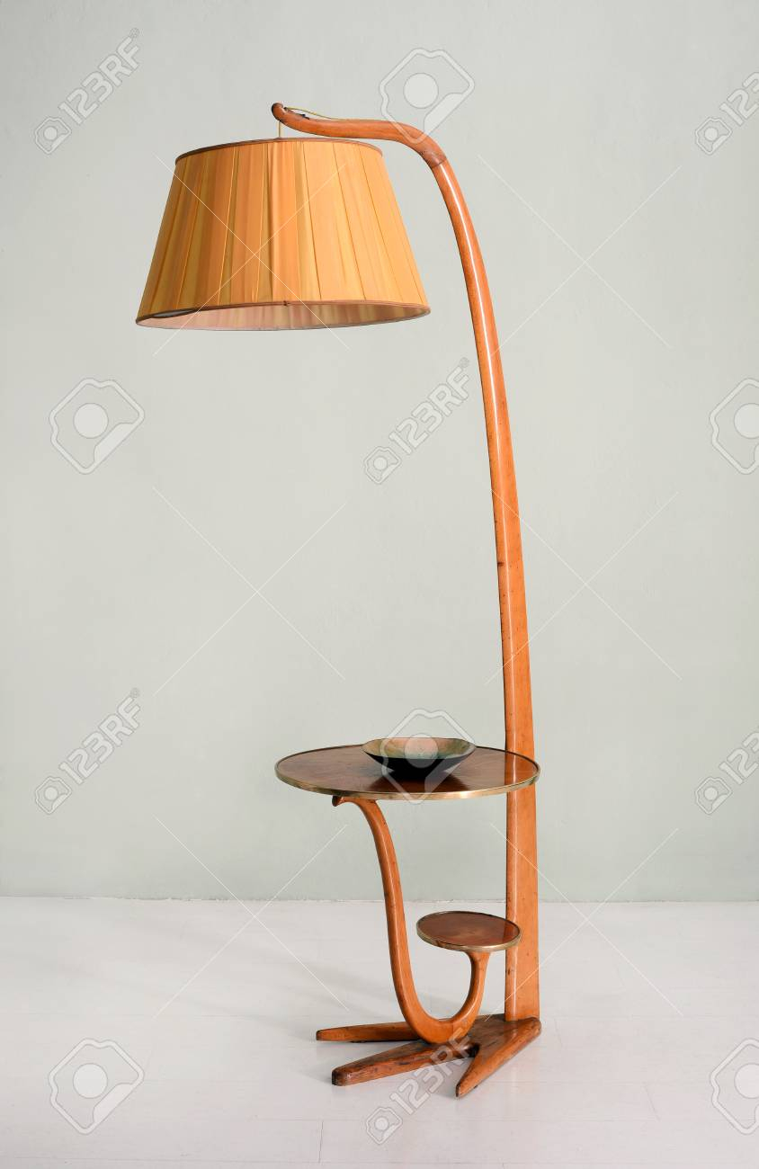 Still Life Of Retro Floor Lamp With Hanging Shade And Integrated with regard to size 844 X 1300