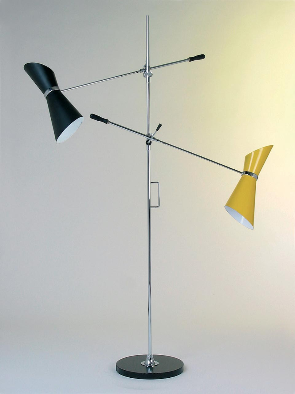 Stilnovo Floor Lamp Black And Yellow Lacquered Aluminum Lampshade Black Lacquered Solid Steel Foot in dimensions 960 X 1280