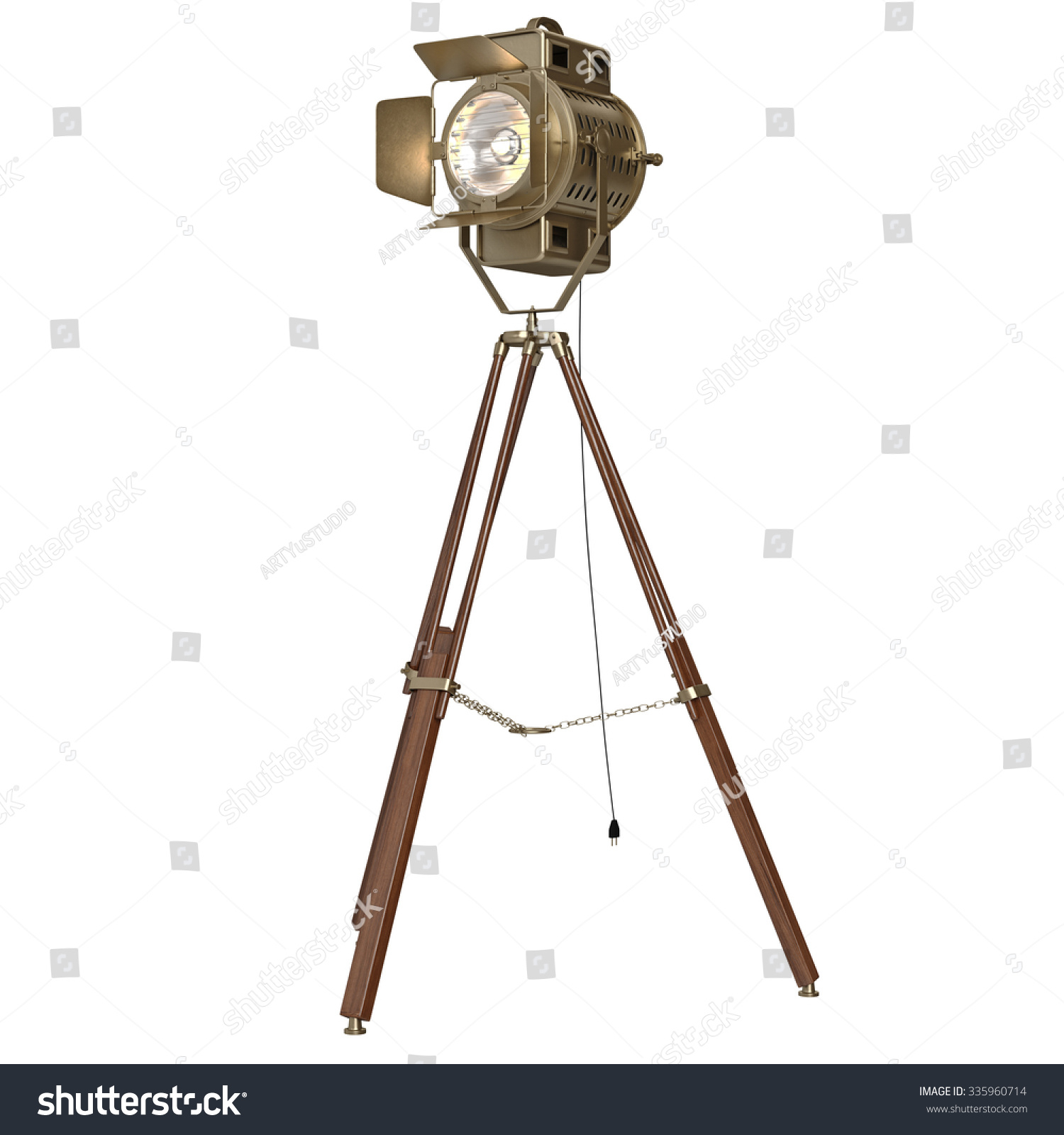 Studio Spotlight Floor Lamp Wooden Tripod Stockillustration intended for measurements 1500 X 1600