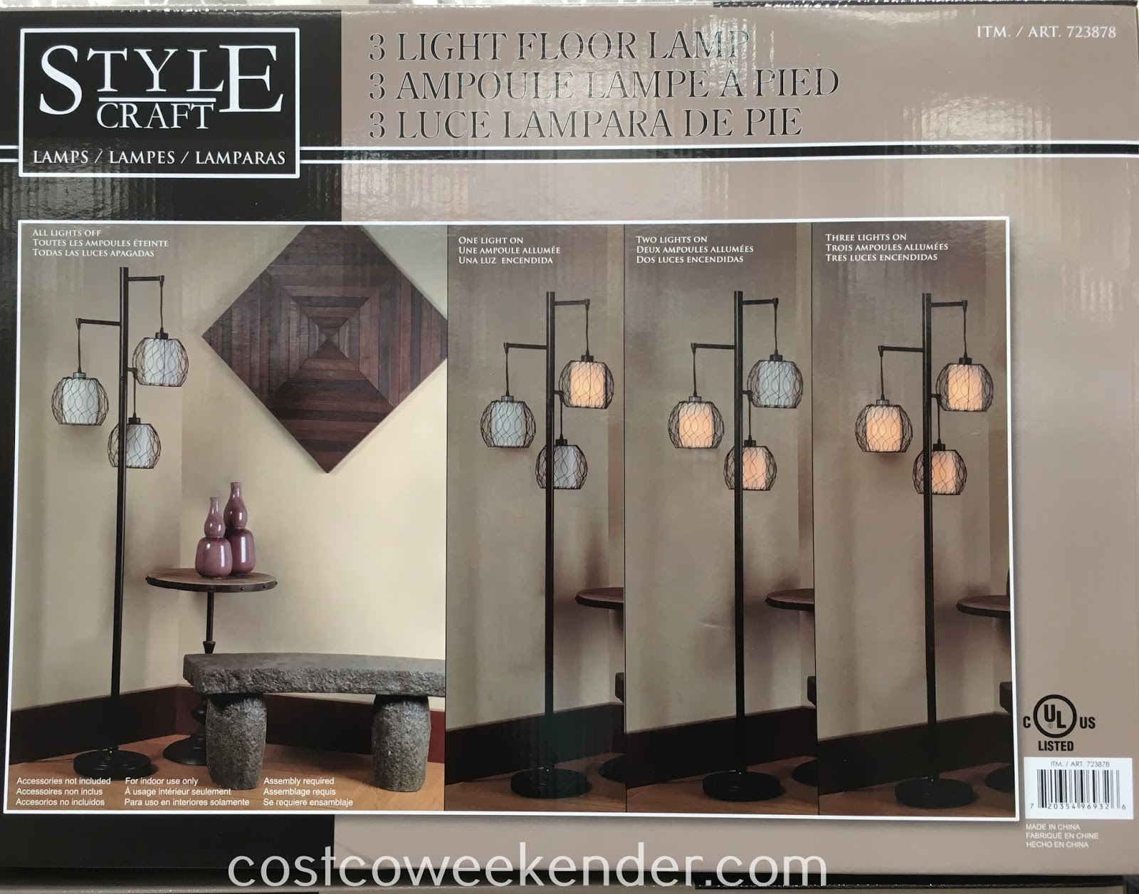 Stylecraft 3 Light Floor Lamp Costco Weekender for proportions 1600 X 1255