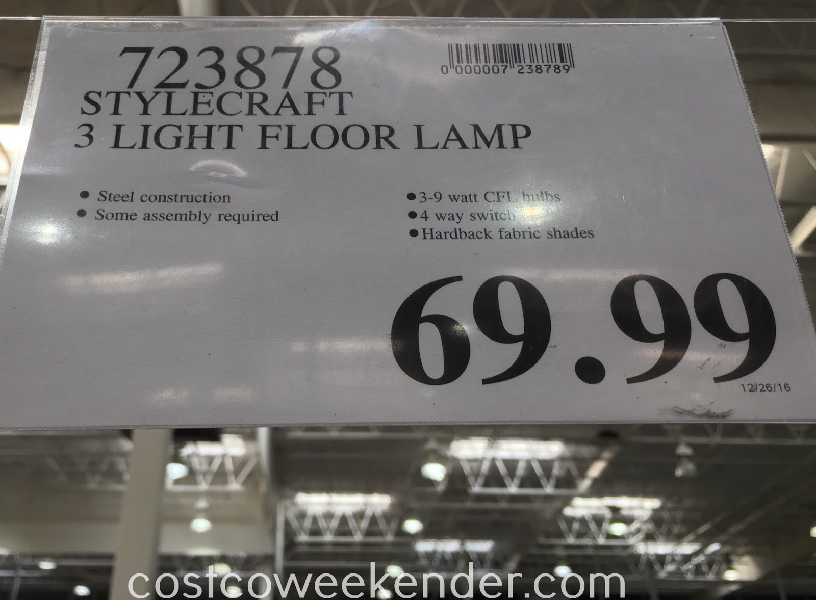 Stylecraft 3 Light Floor Lamp Costco Weekender with regard to proportions 1600 X 1177
