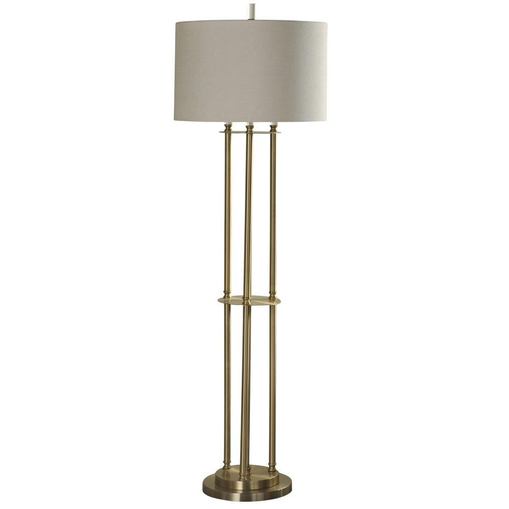 Stylecraft 62 In Brass Floor Lamp With Taupe Hardback Fabric Shade intended for proportions 1000 X 1000