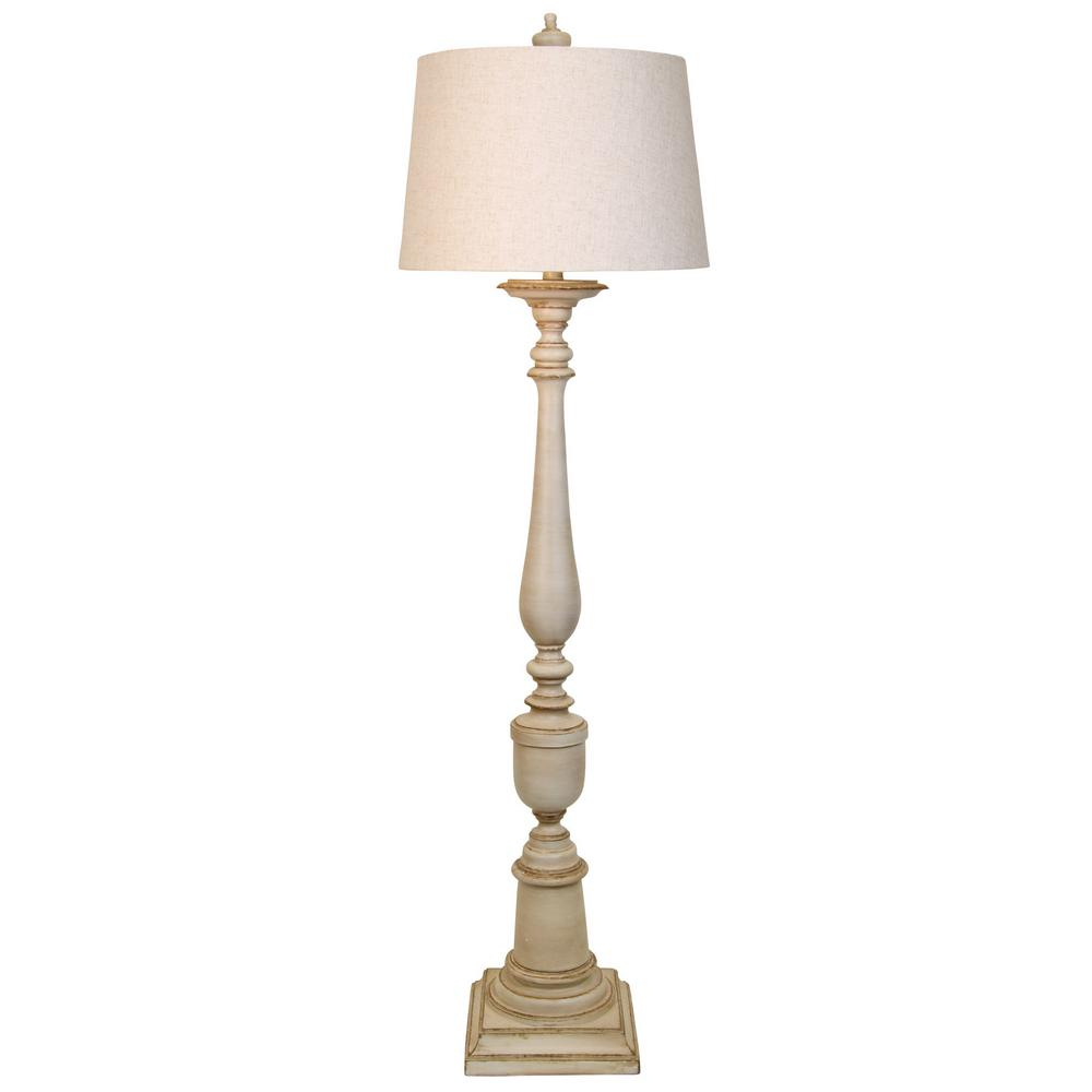 Stylecraft 65 In Distressed Off White Floor Lamp With Oatmeal Hardback Fabric Shade for dimensions 1000 X 1000
