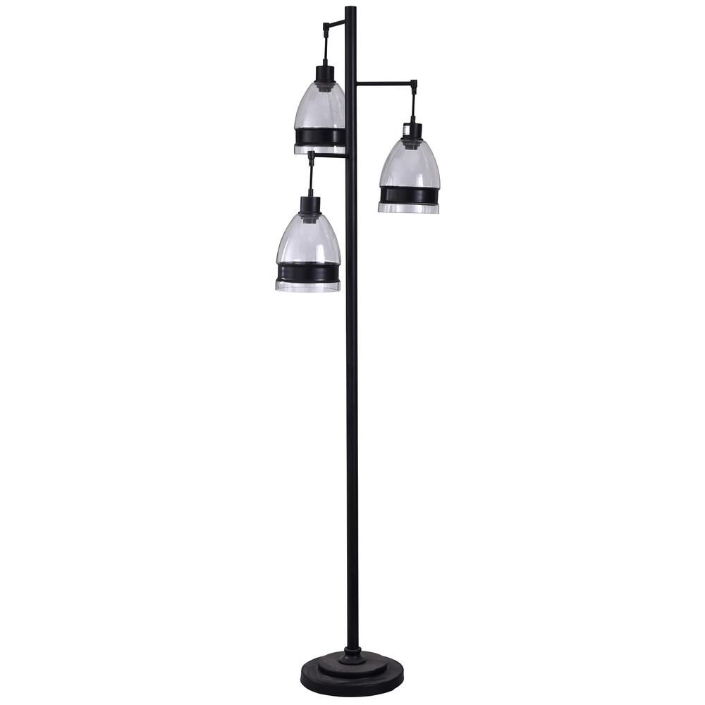 Stylecraft 72 In Black Floor Lamp With Clear Glass Shade throughout dimensions 1000 X 1000
