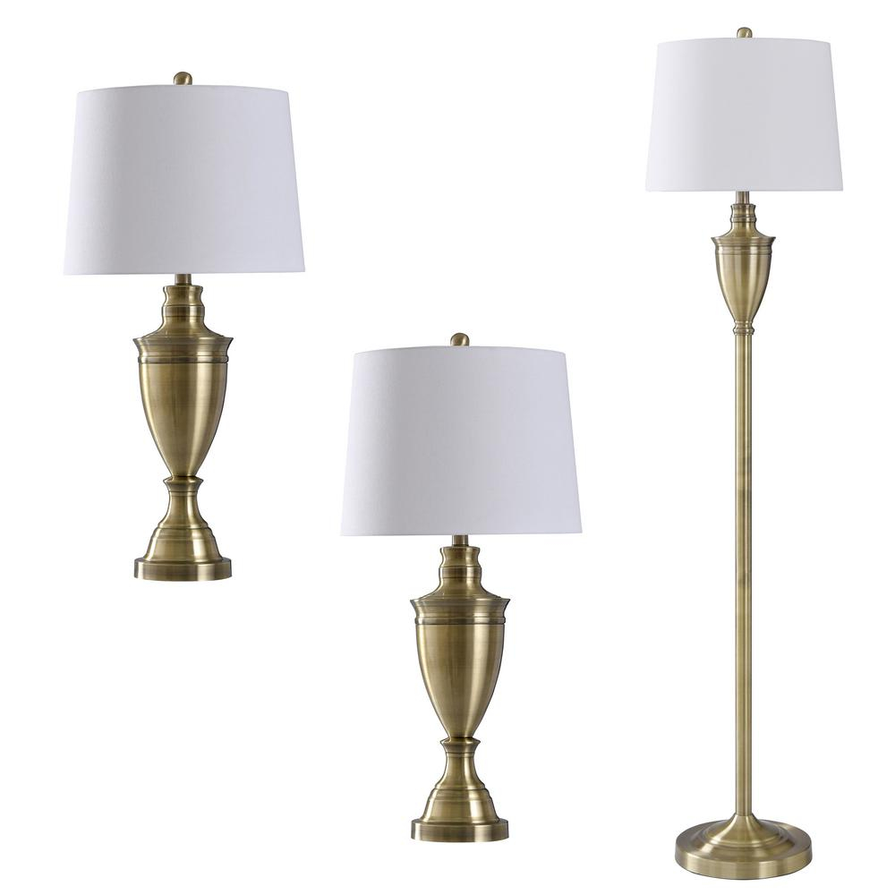Stylecraft Finial 61 In Brass Table Lamp And Floor Lamp Set 3 Pack within dimensions 1000 X 1000