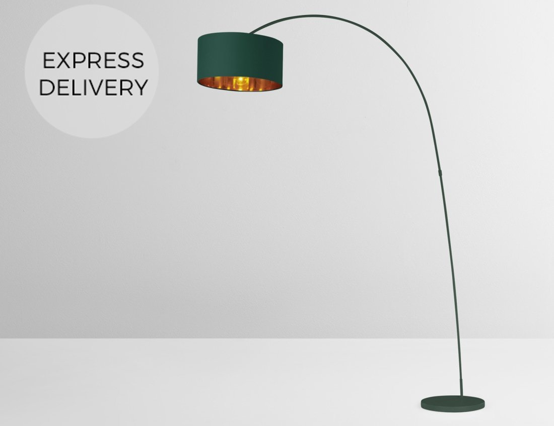 Sweep Arc Overreach Floor Lamp Matt Green With Copper in size 1100 X 847