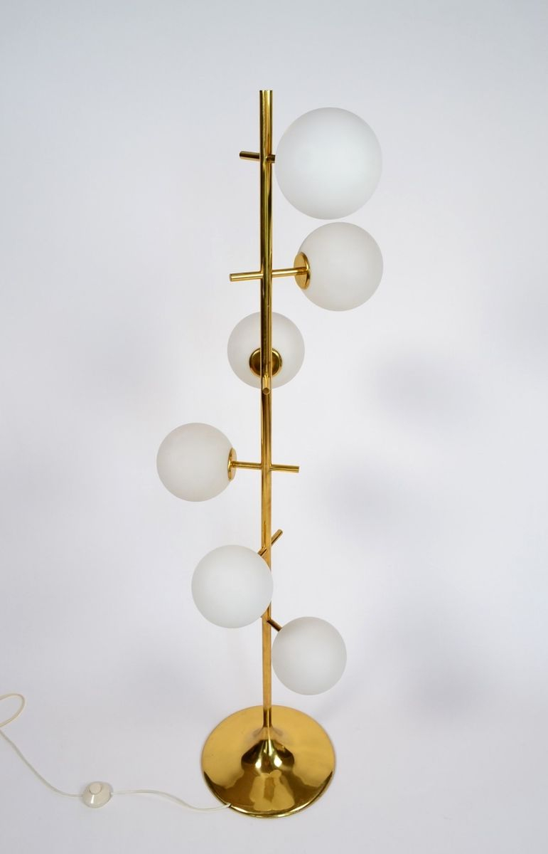 Swiss Brass And Frosted Glass Globes Floor Lamp From Temde with regard to proportions 771 X 1200