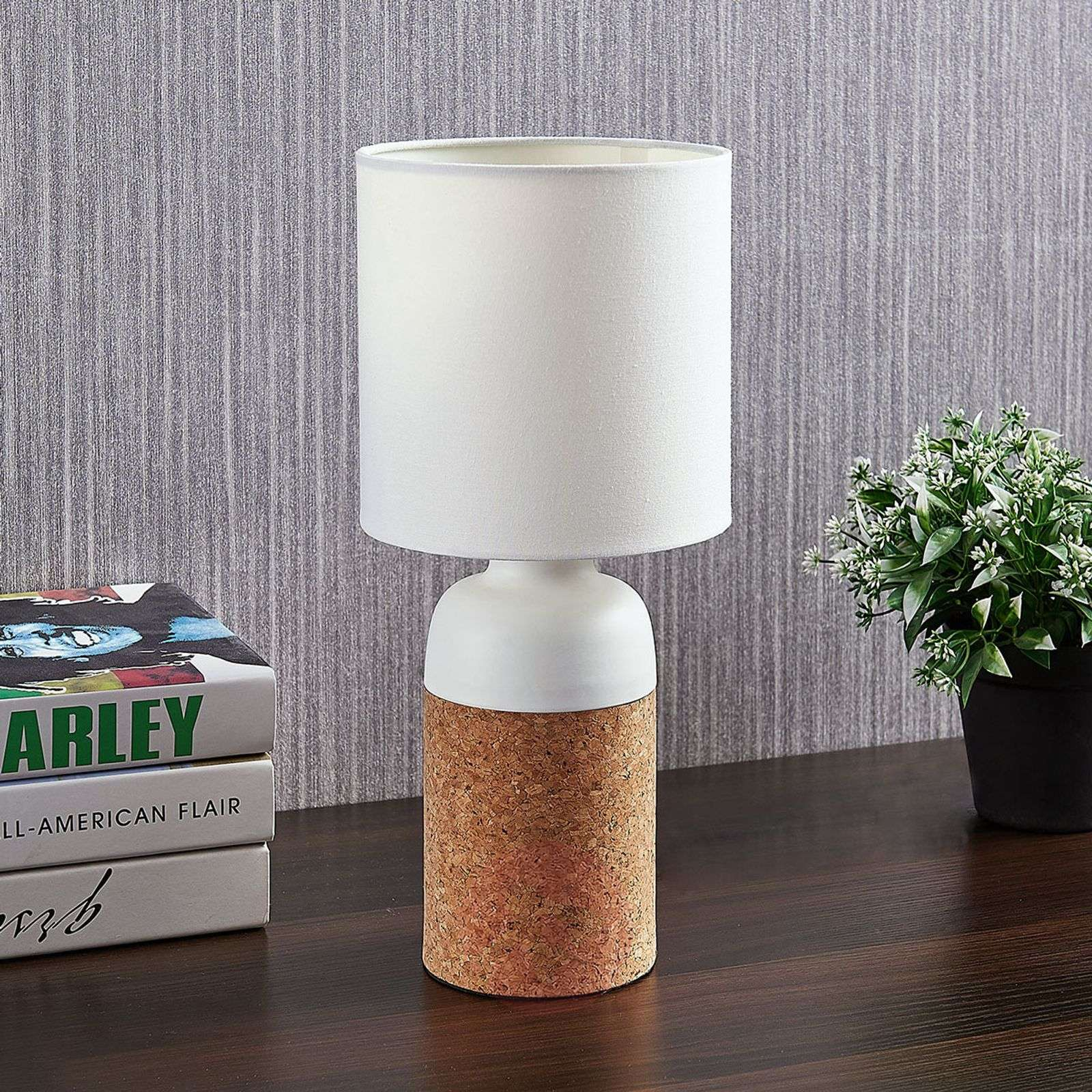 Table Lamp Silva With Cork Base And Fabric Shade regarding size 1600 X 1600