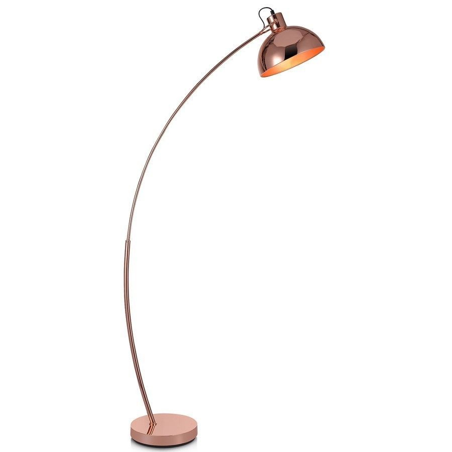 Tall Arc Floor Lamp With Shade Rose Gold Finish For Bedroom throughout proportions 900 X 900