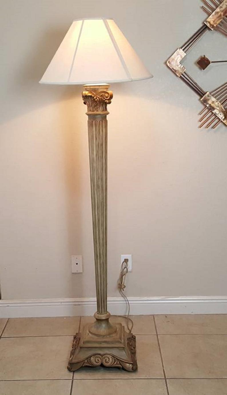 Tall Floor Lamp With Designs Gold And Tan One Shipping Not Included throughout measurements 794 X 1382