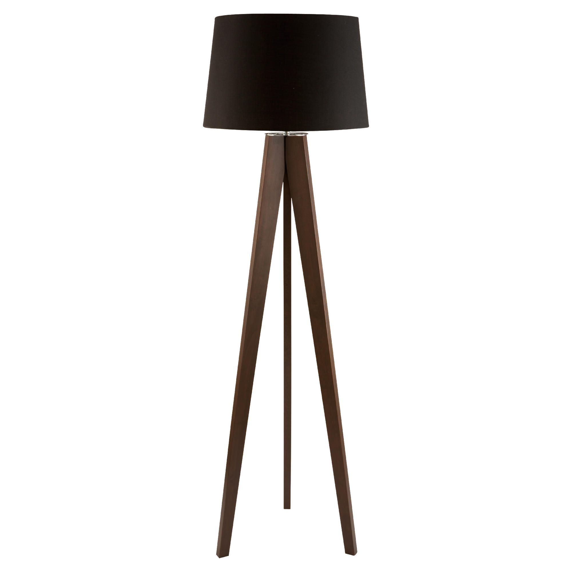 Tesco Tripod Wooden Floor Lamp Dark Wood Black Shade inside proportions 2000 X 2000