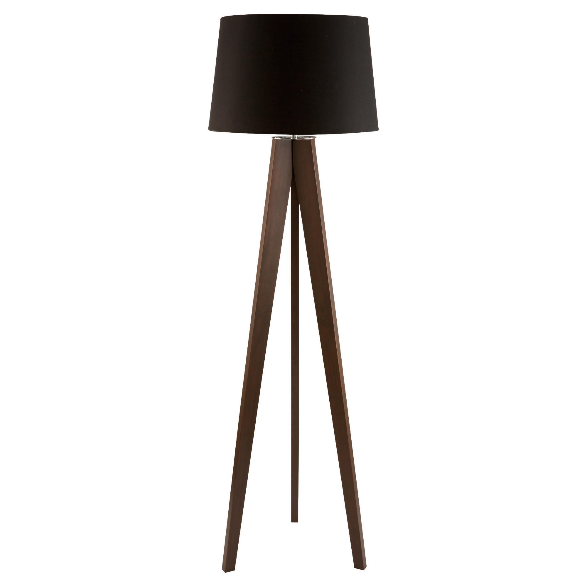 Tesco Tripod Wooden Floor Lamp Dark Wood Black Shade with proportions 2000 X 2000