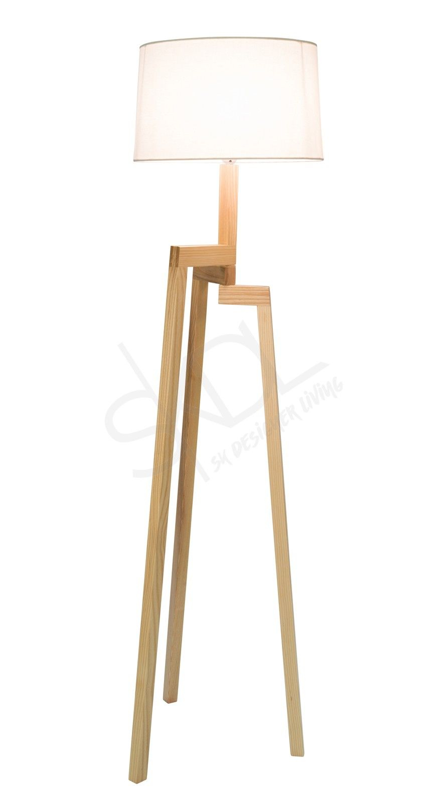Thor Scandinavian Floor Lamp Natural Wood Tripod Ivory intended for proportions 893 X 1600