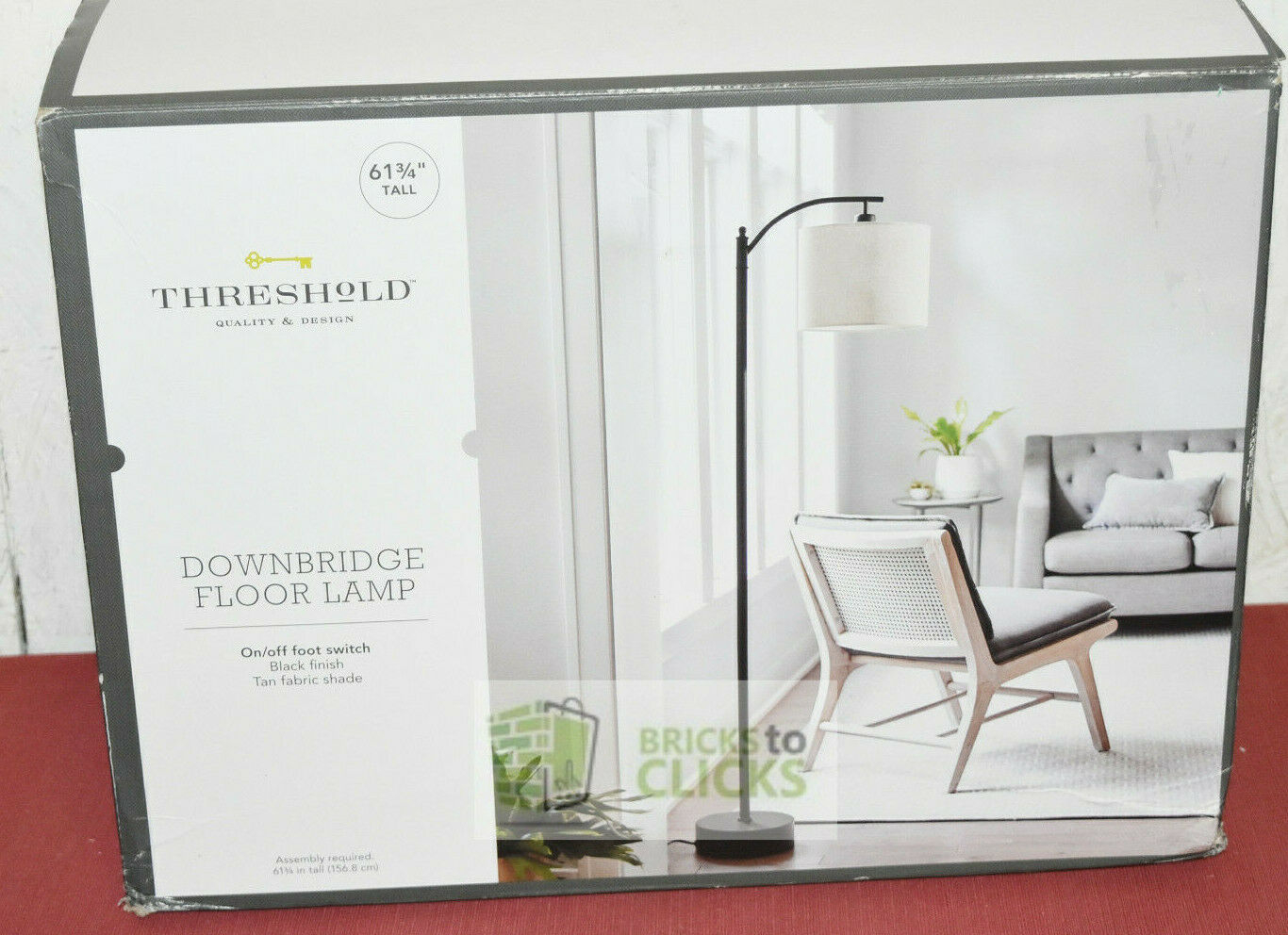 Threshold Downbridge Floor Lamp 61 Tall Black Finish Tan Fabric Shade within sizing 1366 X 992