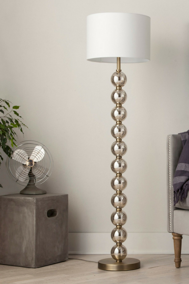 Threshold Mercury Glass Stacked Ball Floor Lamp Brass Ad with regard to measurements 735 X 1102