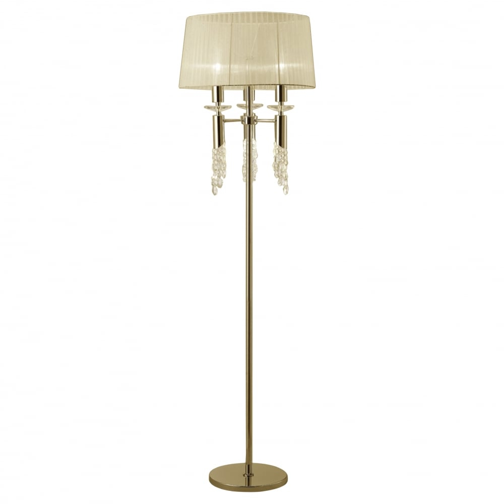 Tiffany 6 Light Floor Lamp French Gold With Cream Shade Clear Crystal pertaining to measurements 1000 X 1000