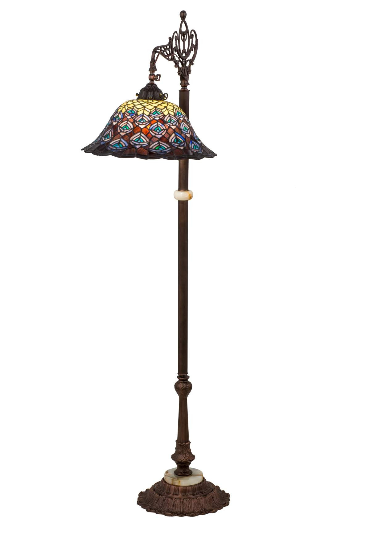 Tiffany Peacock Feather Bridge Arm Floor Lamp with proportions 1200 X 1800