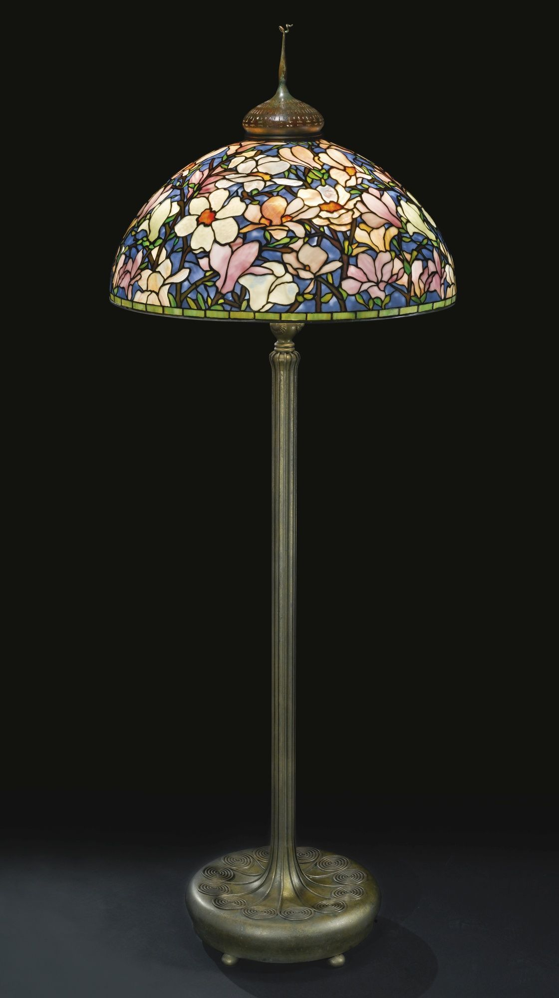 Tiffany Studios An Important And Rare Magnolia Floor Lamp with regard to measurements 1120 X 2000