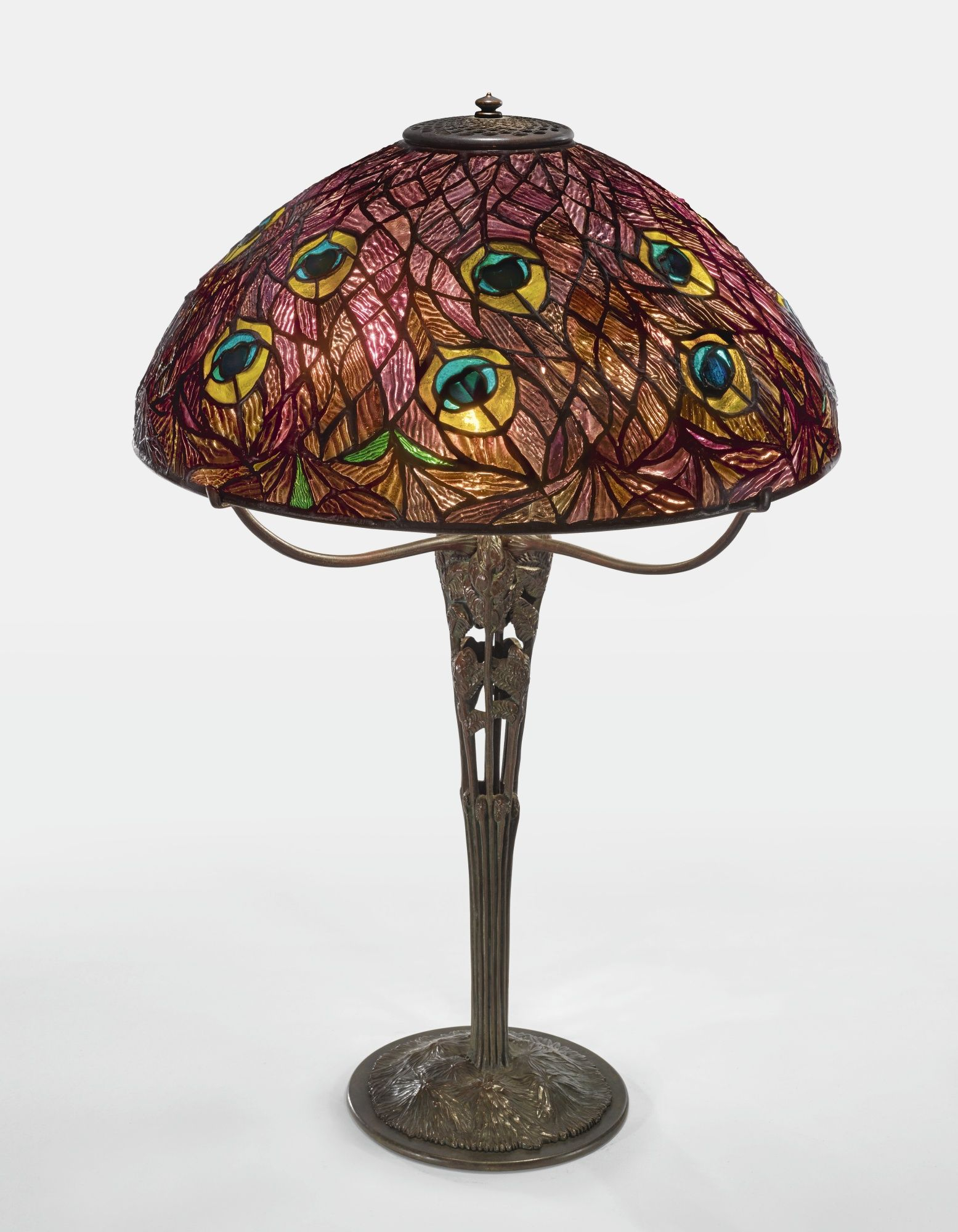 Tiffany Studios Peacock Table Lamp With A Rare Fern Base for proportions 1555 X 2000