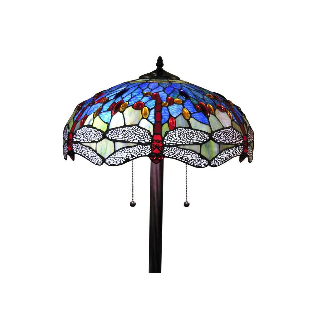 Tiffany Style 61 In Bronze Indoor Floor Lamp With Azul Dragonfly Shade intended for measurements 1000 X 1000