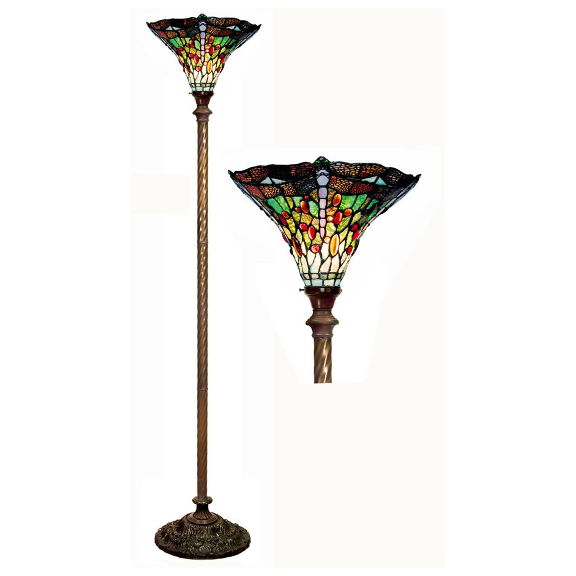 Tiffany Style Green Dragonfly Torchier Floor Lamp 224671 inside measurements 1155 X 1155