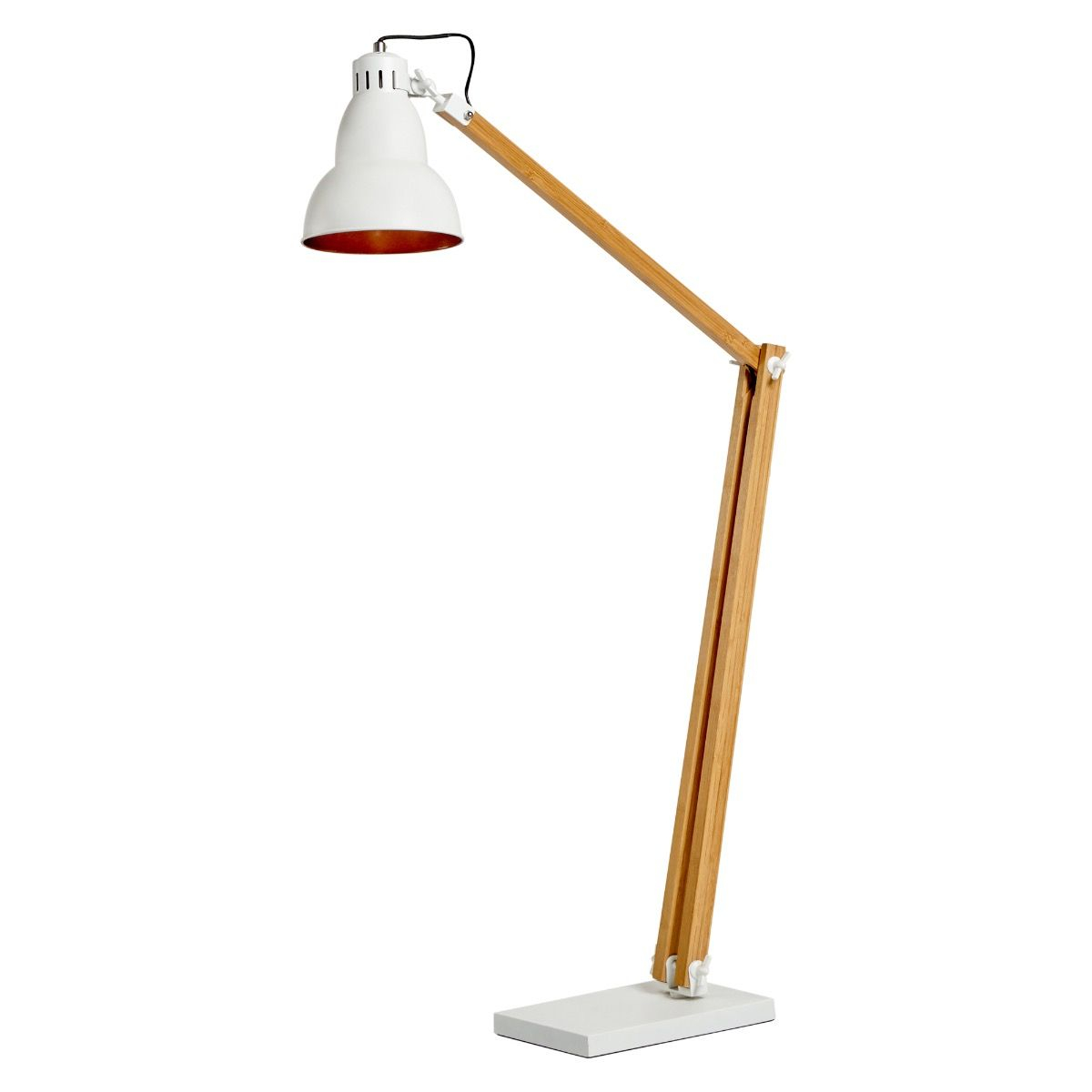 Timber Floor Lamp With White Metallic Shade for proportions 1200 X 1200