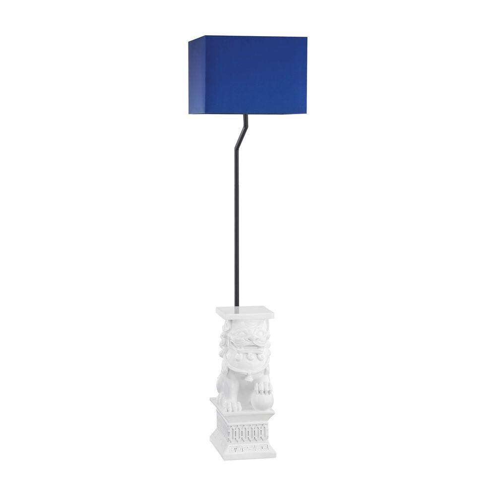 Titan Lighting 60 In Wei Shi Gloss White Outdoor Floor Lamp With Navy Blue Shade inside size 1000 X 1000