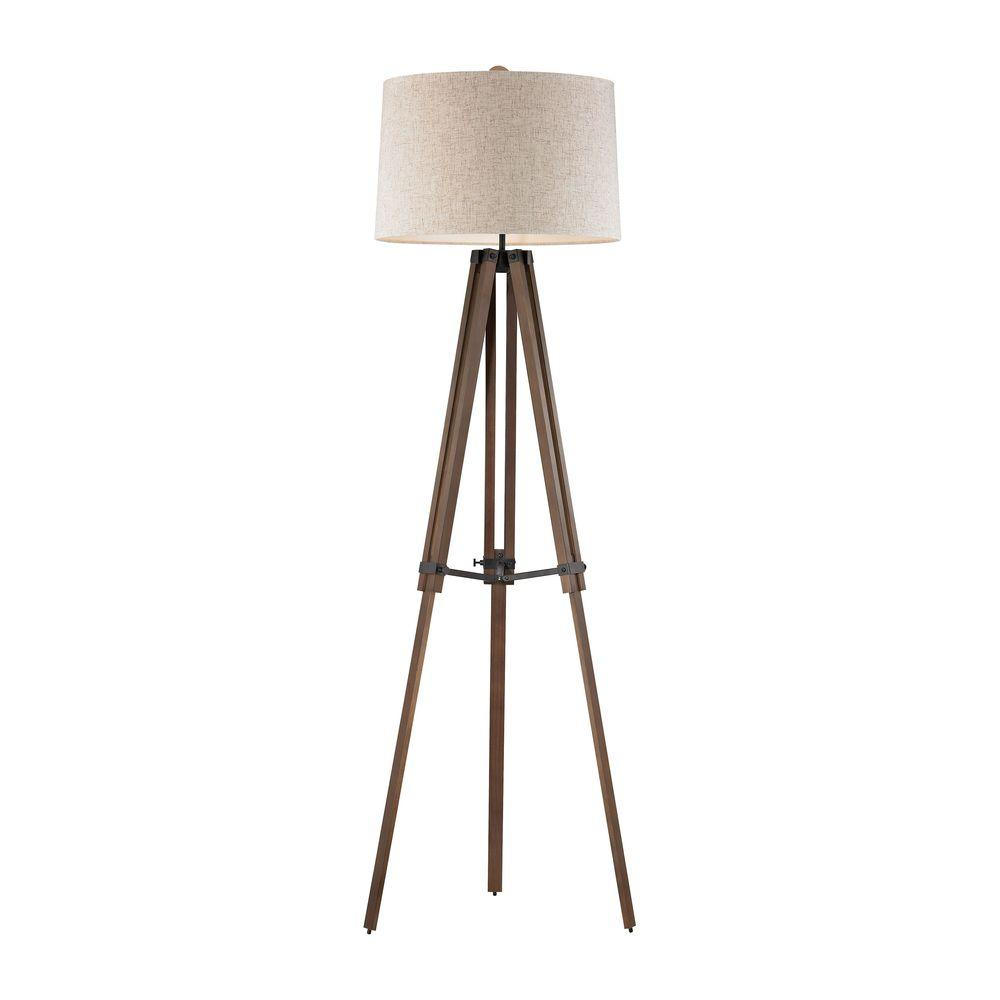 Titan Lighting Wooden Brace 62 In Oil Rubbed Bronze And Wood Tripod Floor Lamp intended for dimensions 1000 X 1000