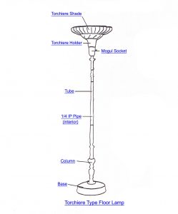 Torchiere Lamp Part Index with sizing 1777 X 2144