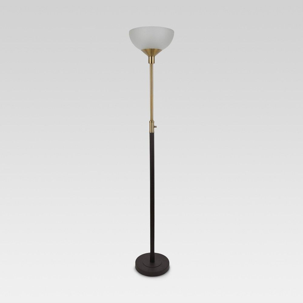Torchiere Mixed Metal Floor Lamp Black Lamp Only Threshold regarding proportions 1000 X 1000