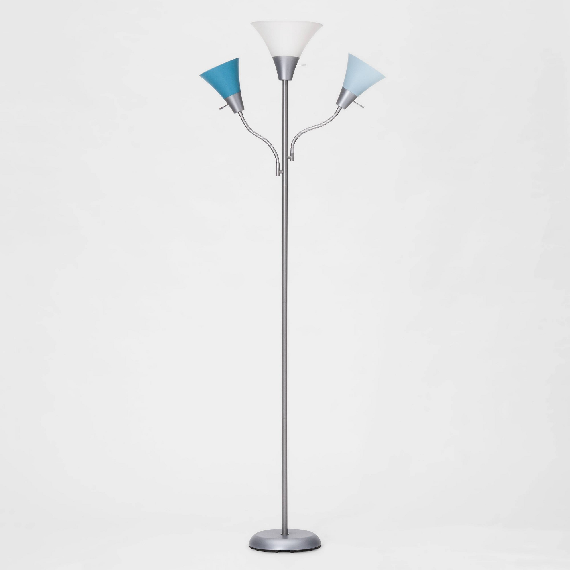 Torchiere With Two Task Lights Floor Lamp Silver With Multi within sizing 2000 X 2000