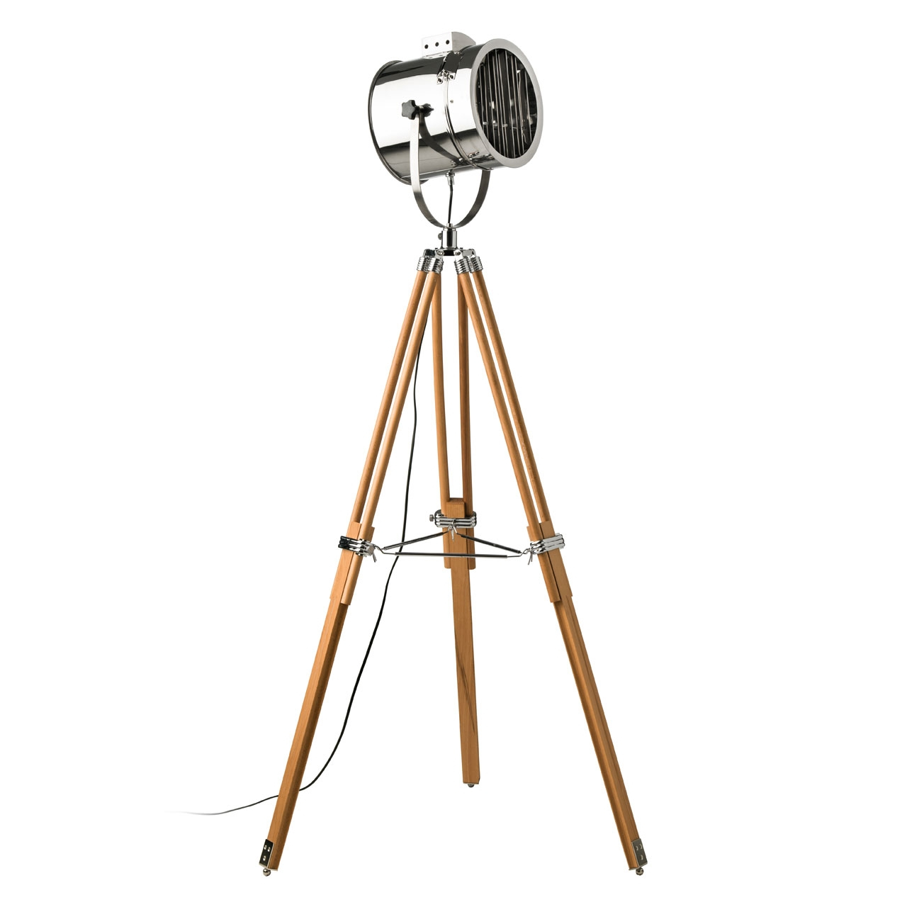 Tribeca Tripod Floor Lamp Uk Plug Natural Wood Stainless Steel Shade with regard to measurements 1280 X 1280